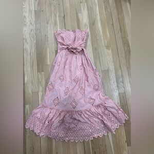 SEA NEW YORK light pink strapless midi dress
